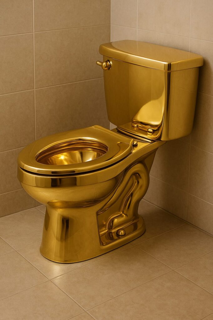 مرحاض من الذهب عيار 18 قيراطاً للفنان ماوريتسيو كاتيلان.