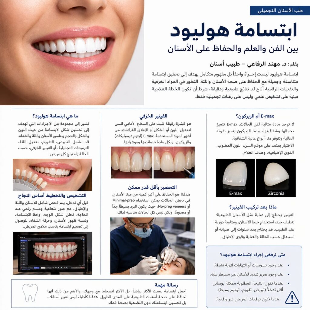 ابتسامة هوليود.. جمالٌ يبدأ من صحة الأسنان، ونتيجة ناجحة تجمع بين الدقة والطبيعية والحفاظ على بنية السن.